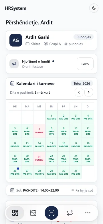 HRSystem në telefon